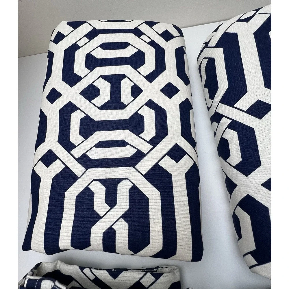 Pottery Barn Terri Trellis Room Darkening  Navy/Off White 50